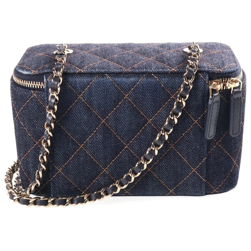 CHANEL(シャネル) マトラッセ バニティチェーンバッグ ネイビー デニム SV金具 レディース