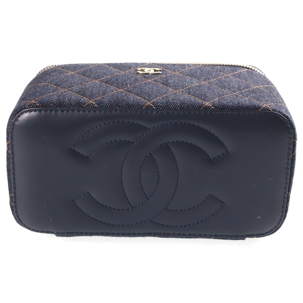 CHANEL(シャネル) マトラッセ バニティチェーンバッグ ネイビー デニム SV金具 レディース