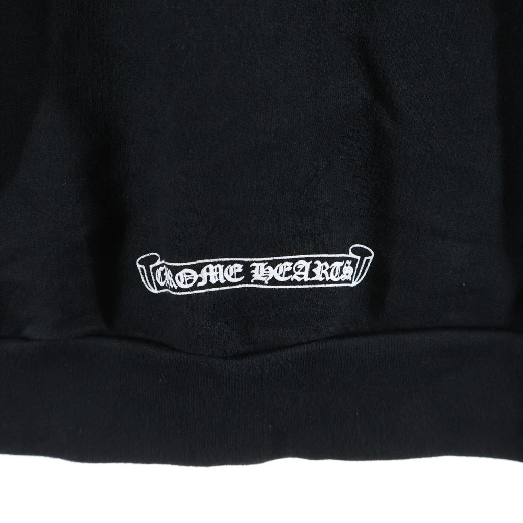 CHROME HEARTS(クロムハーツ) ネックロゴ アームデザイン クルーネックスウェットトレーナー ブラック