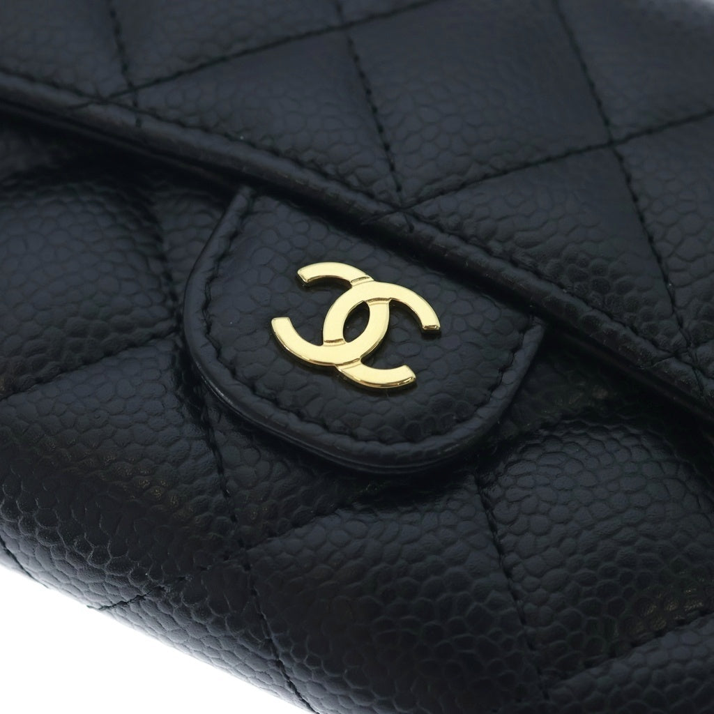 CHANEL(シャネル) マトラッセクラシック ミディアム フラップウォレット ブラック キャビアスキン GD金具 AP0232 レディース