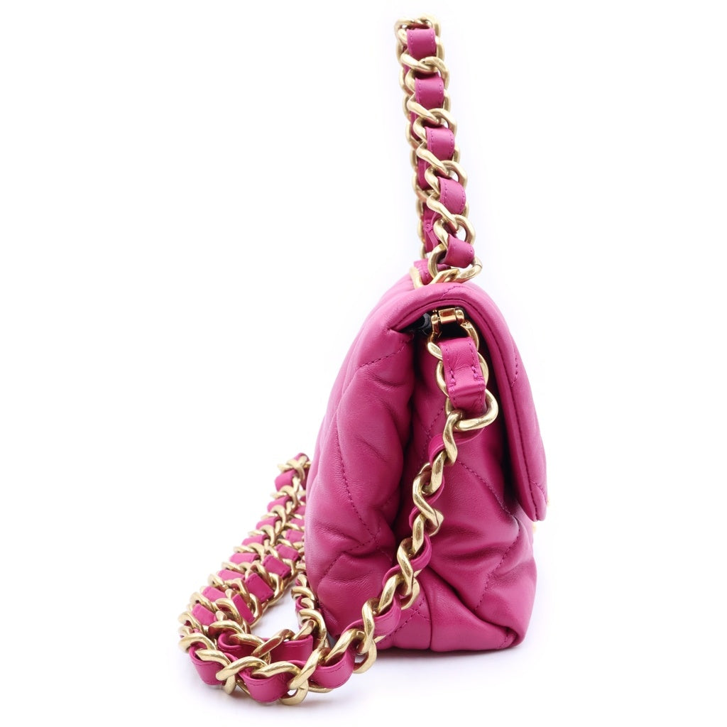 CHANEL(シャネル) マトラッセ スモールフラップ チェーンショルダーバッグ ピンク ラムスキン GD金具 プレート AS2232 レディース