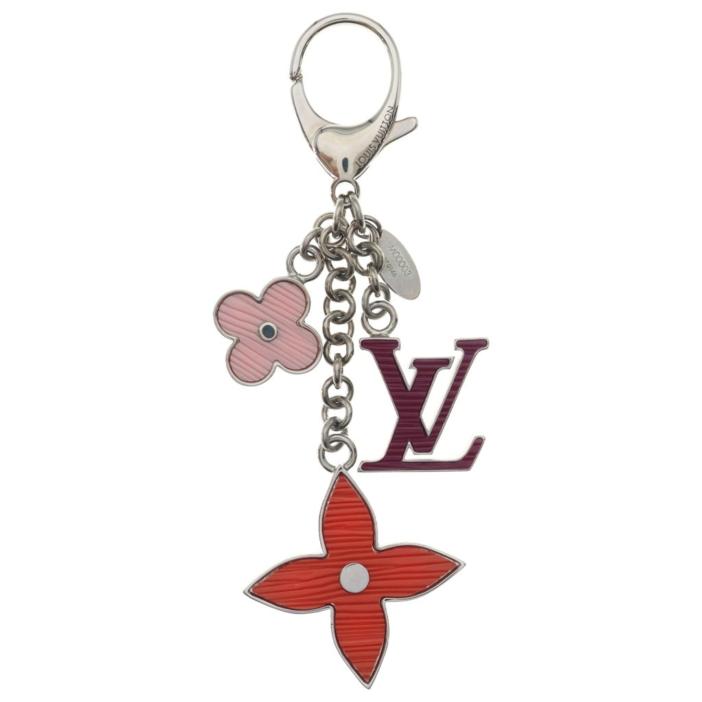 LOUIS VUITTON(ルイヴィトン) ビジュー サック フルール ドゥ エピ チャーム キーホルダー メタル シルバー金具 レッド×ピンク M00003 レディース