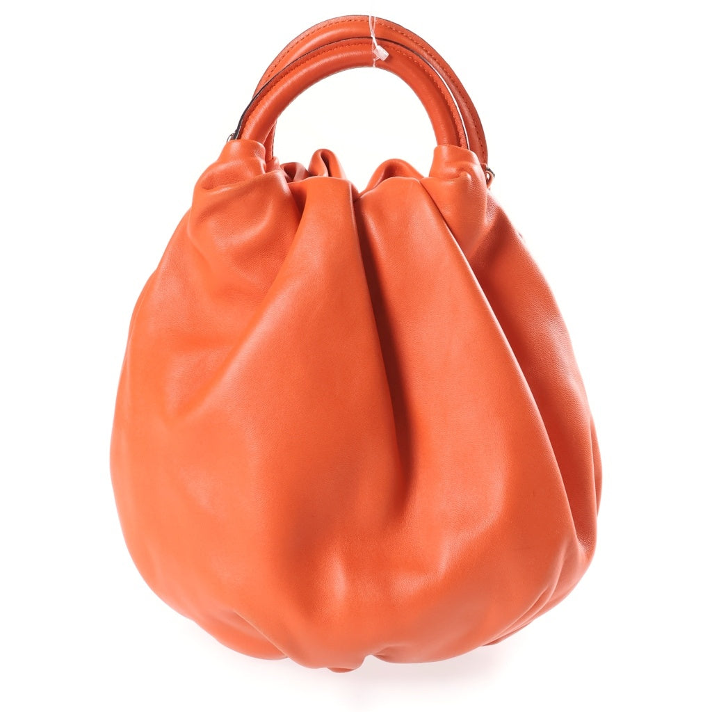 LOEWE(ロエベ) バウンス アナグラムロゴ レザー 2WAY ハンド ショルダーバッグ シルバー金具 オレンジ レディース