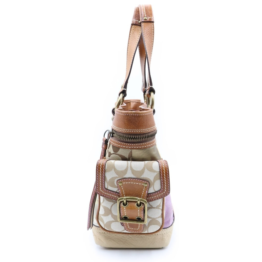 COACH(コーチ) パッチワーク ハンドバッグ ブラウン レザー×キャンバス 10002 レディース