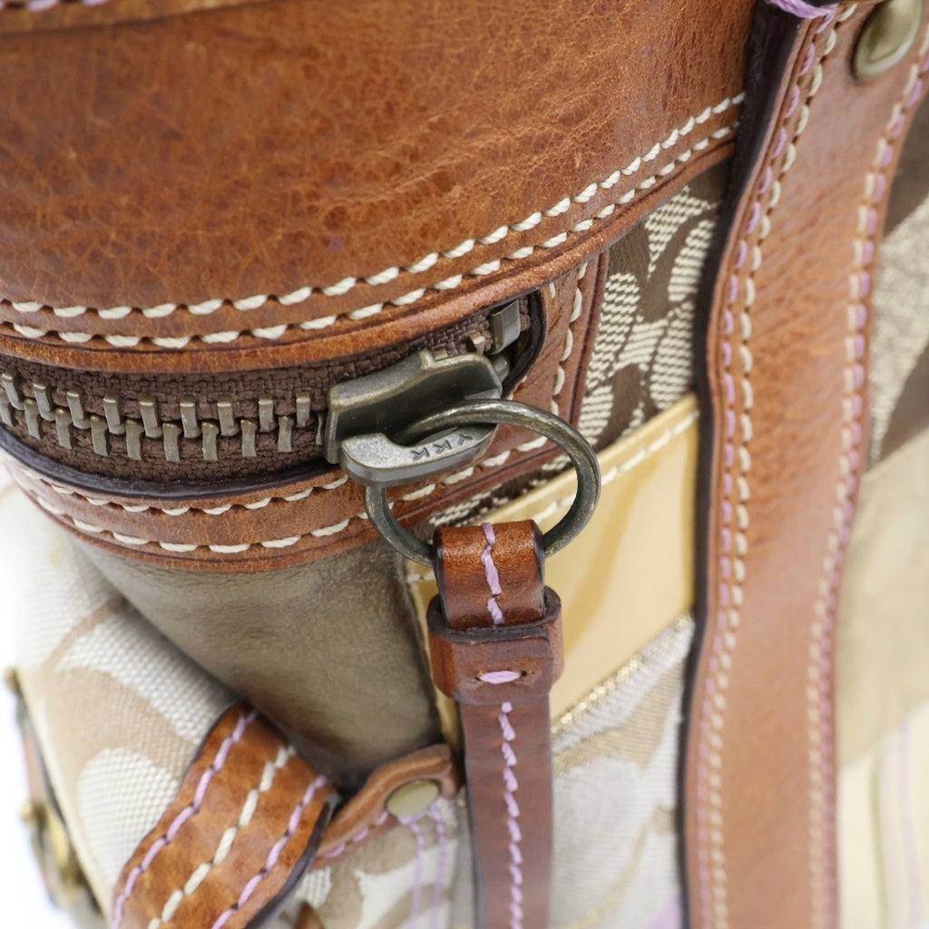 COACH(コーチ) パッチワーク ハンドバッグ ブラウン レザー×キャンバス 10002 レディース