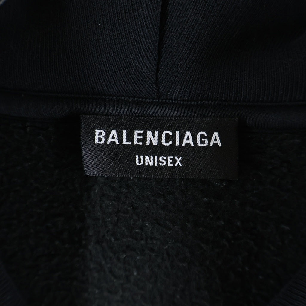 BALENCIAGA(バレンシアガ) 22AW プリント プルオーバーパーカー フーディー ブラック #L 570811 TLVJ3