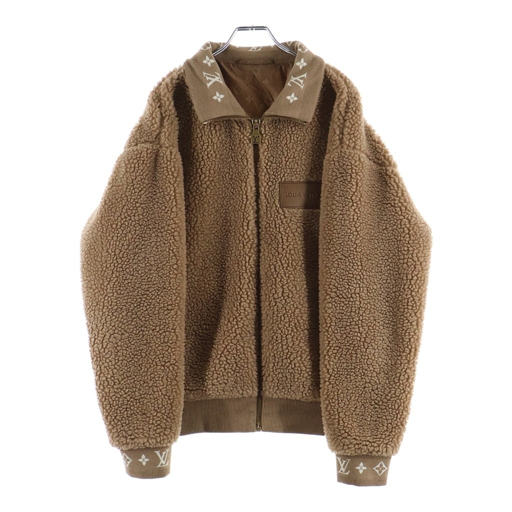 LOUIS VUITTON(ルイヴィトン) Leather Patch Fleece Blouson レザーパッチポリエステルフリースジャケット ボアブルゾン キャメルブラウン #L RM251MJ