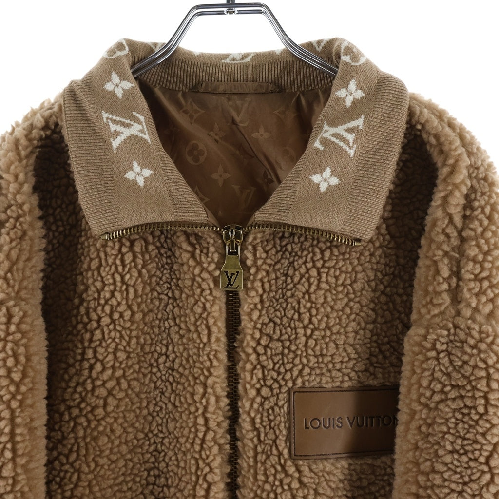 LOUIS VUITTON(ルイヴィトン) Leather Patch Fleece Blouson レザーパッチポリエステルフリースジャケット ボアブルゾン キャメルブラウン #L RM251MJ