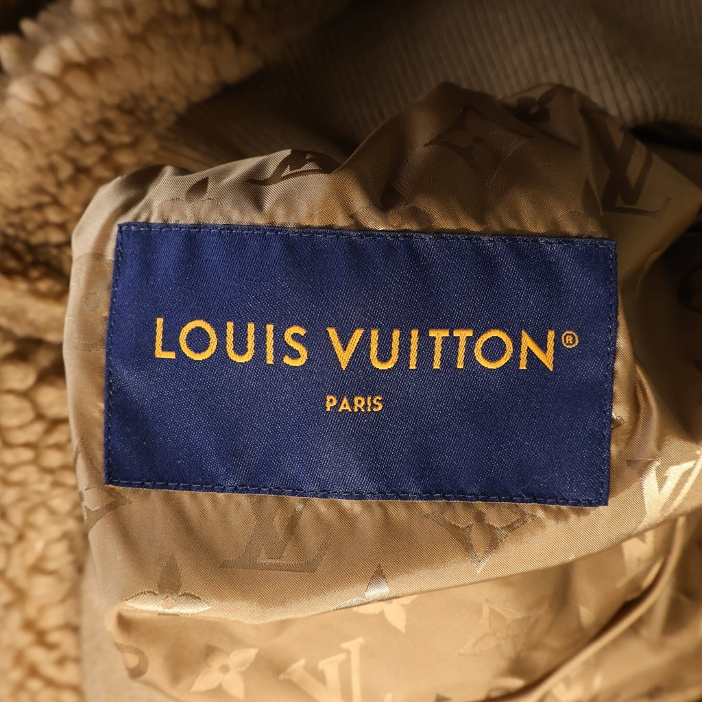 LOUIS VUITTON(ルイヴィトン) Leather Patch Fleece Blouson レザーパッチポリエステルフリースジャケット ボアブルゾン キャメルブラウン #L RM251MJ