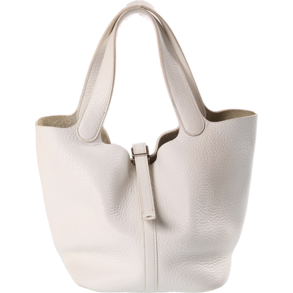 HERMES(エルメス) ピコタンロック MM ハンドバック シルバー金具 トリヨンクレマンス ホワイト A刻印 レディース