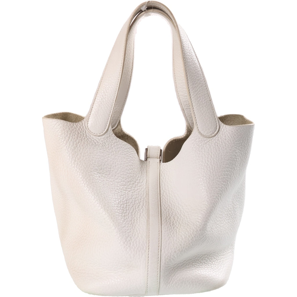 HERMES(エルメス) ピコタンロック MM ハンドバック シルバー金具 トリヨンクレマンス ホワイト A刻印 レディース