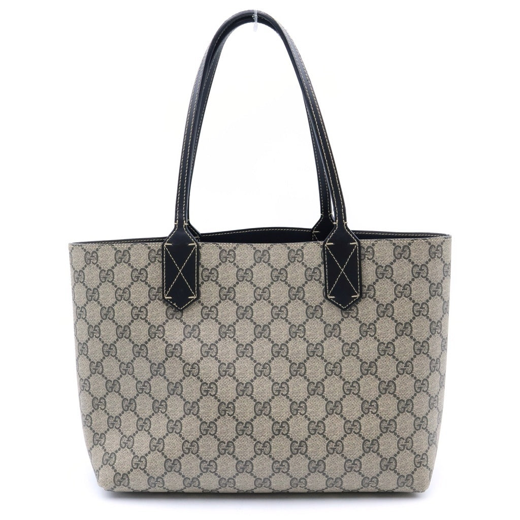 GUCCI(グッチ) GGスプリーム リバーシブル トートバッグ PVC レザー ベージュ/ブラック 372613 レディース