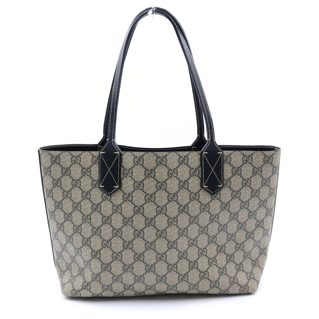 GUCCI(グッチ) GGスプリーム リバーシブル トートバッグ PVC レザー ベージュ/ブラック 372613 レディース