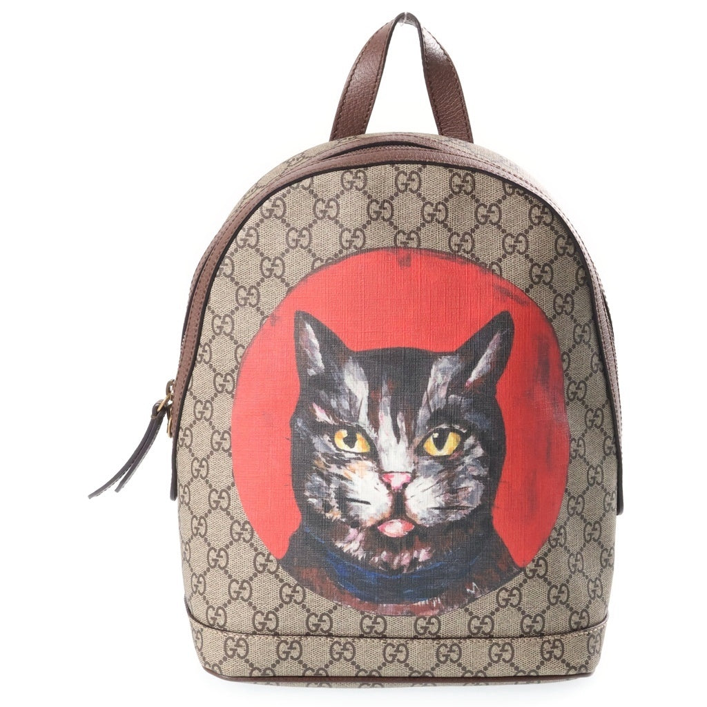 GUCCI(グッチ) GGスプリーム ミスティックキャット PVC レザー バックパック リュックサック ベージュ 495621 レディース