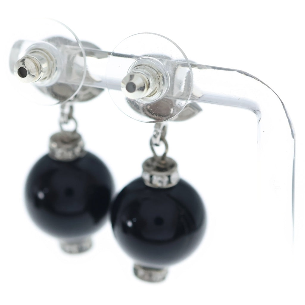 CHANEL(シャネル) ココマーク ラインストーン ボール ピアス シルバー×ブラック A26S レディース