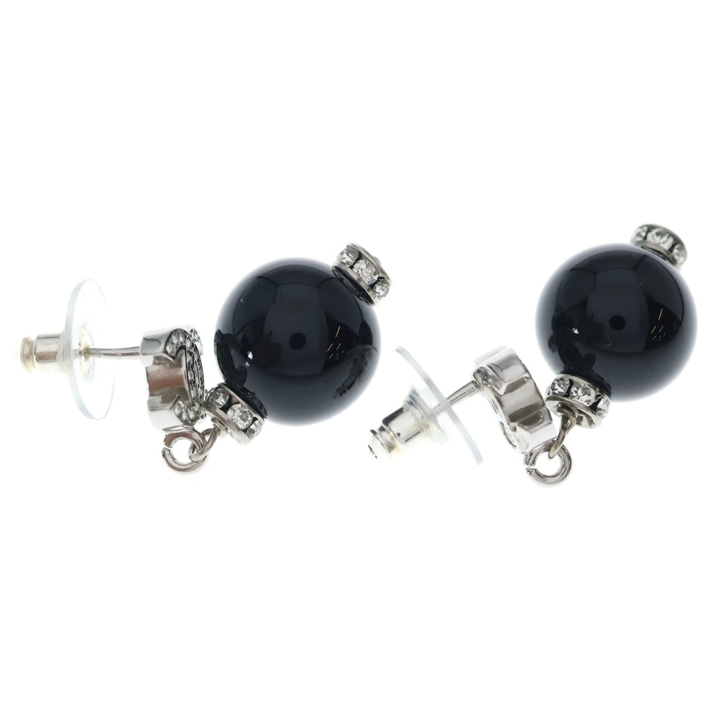 CHANEL(シャネル) ココマーク ラインストーン ボール ピアス シルバー×ブラック A26S レディース