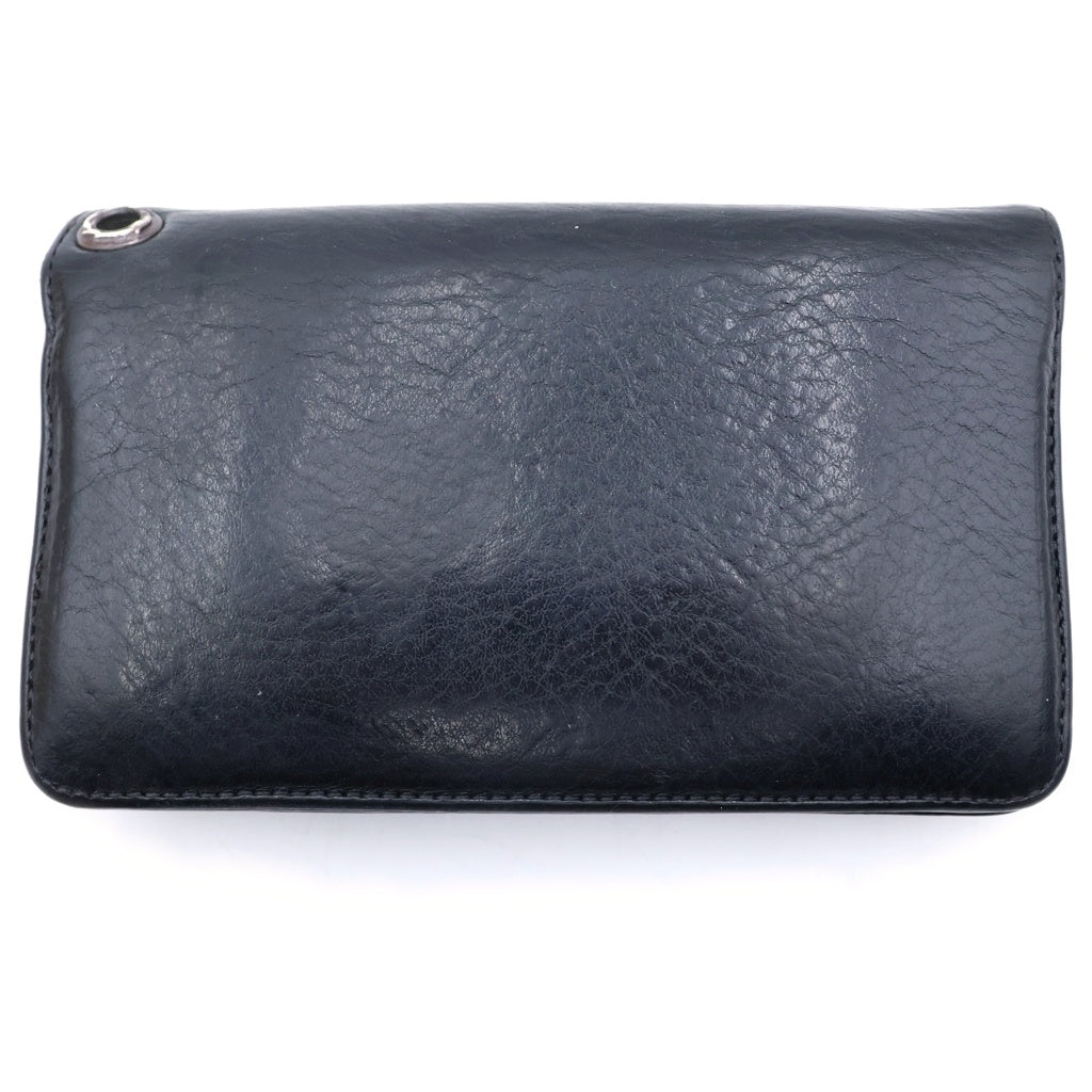 CHROME HEARTS(クロムハーツ) 1ZIP 1ジップ クロスボールボタン レザーウォレット 財布 ブラック BCA362