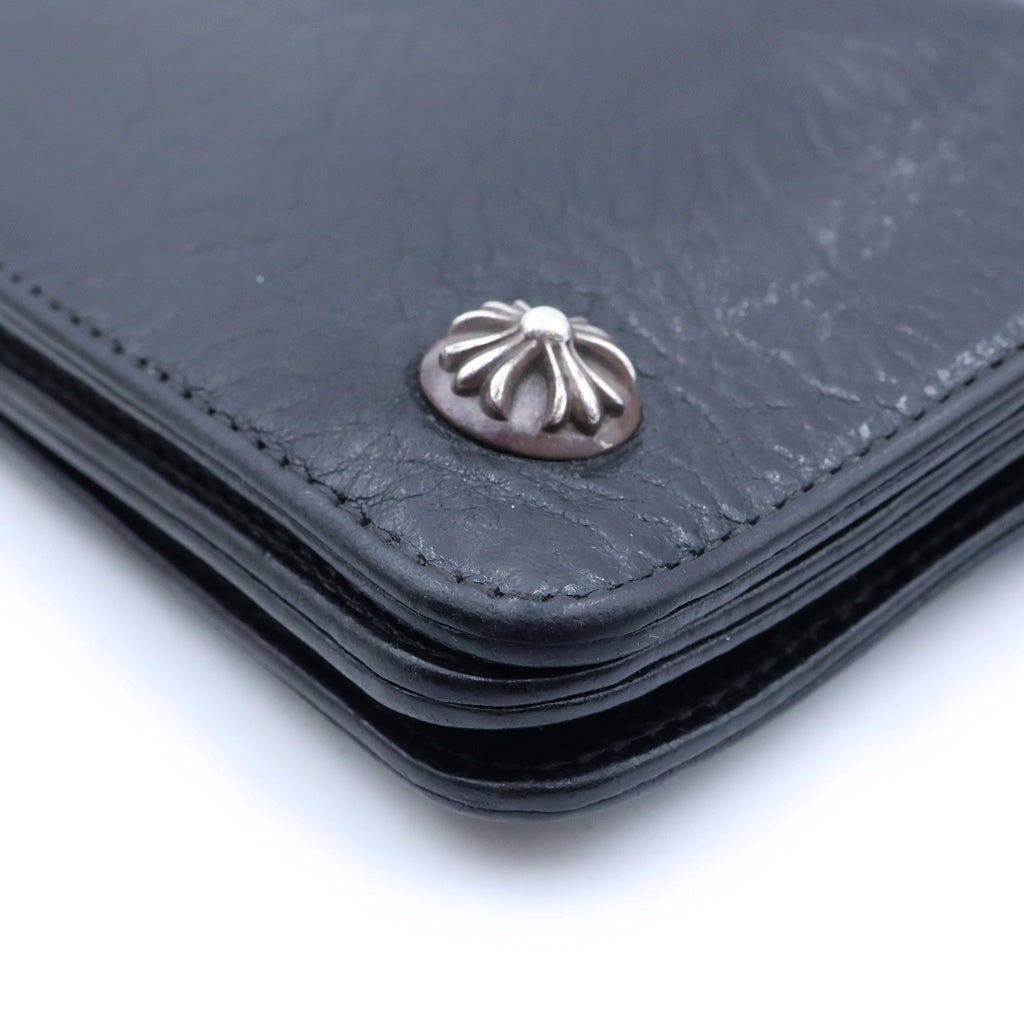 CHROME HEARTS(クロムハーツ) 1ZIP 1ジップ クロスボールボタン レザーウォレット 財布 ブラック BCA362