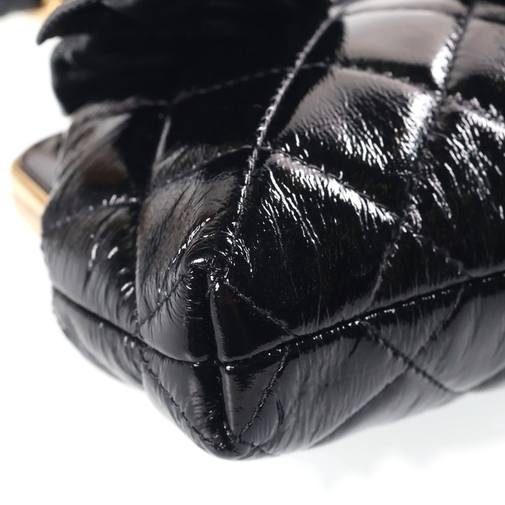 CHANEL(シャネル) シャネル リボン チェーン がま口 バッグ 黒 GD金具 AP4028 レディース