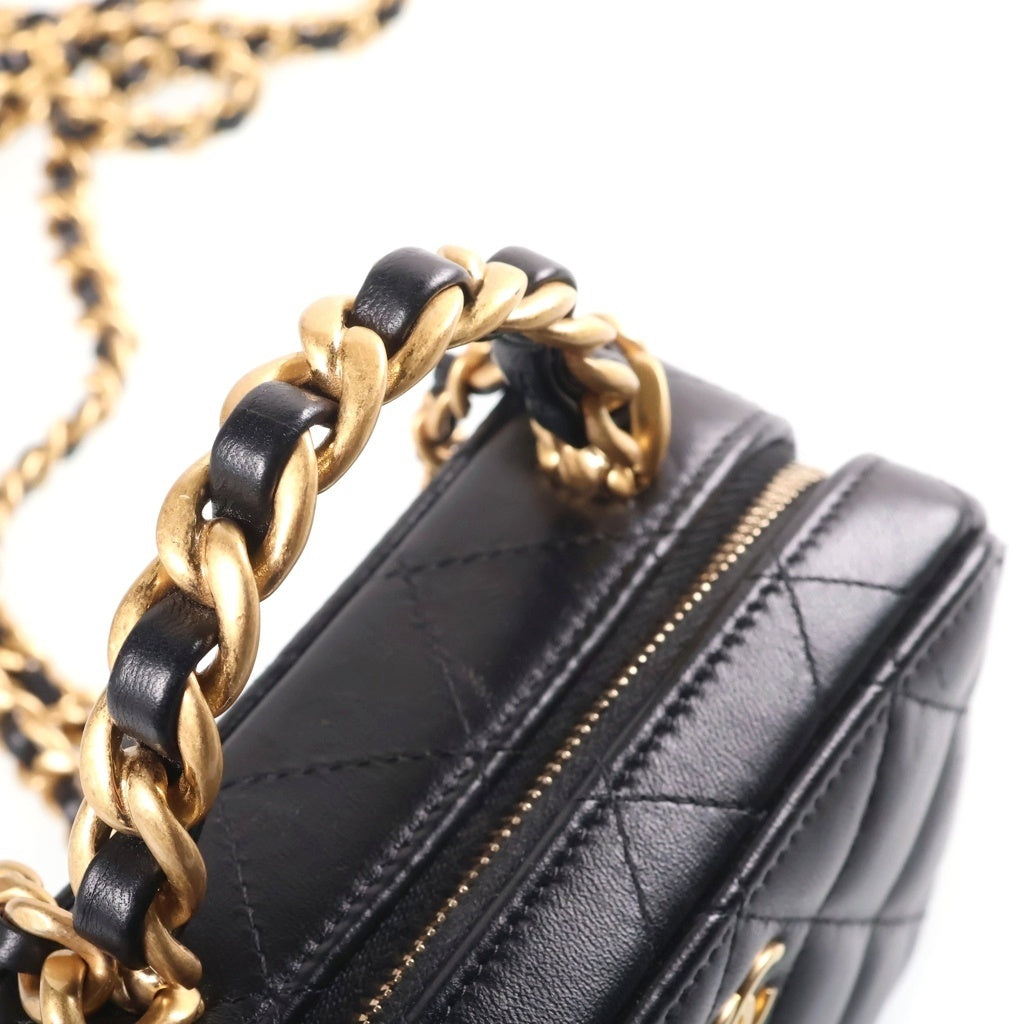 CHANEL(シャネル) スモール バニティ チェーンショルダーバッグ 黒 GD金具 レディース
