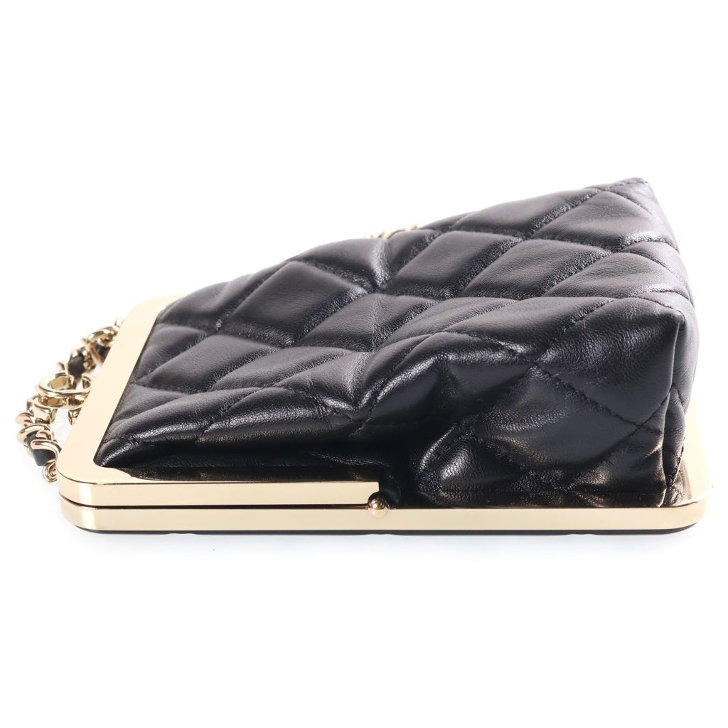 CHANEL(シャネル) マトラッセ ミニクラッチ 黒 プラスチック×ラムスキン GD金具 AP2496 レディース