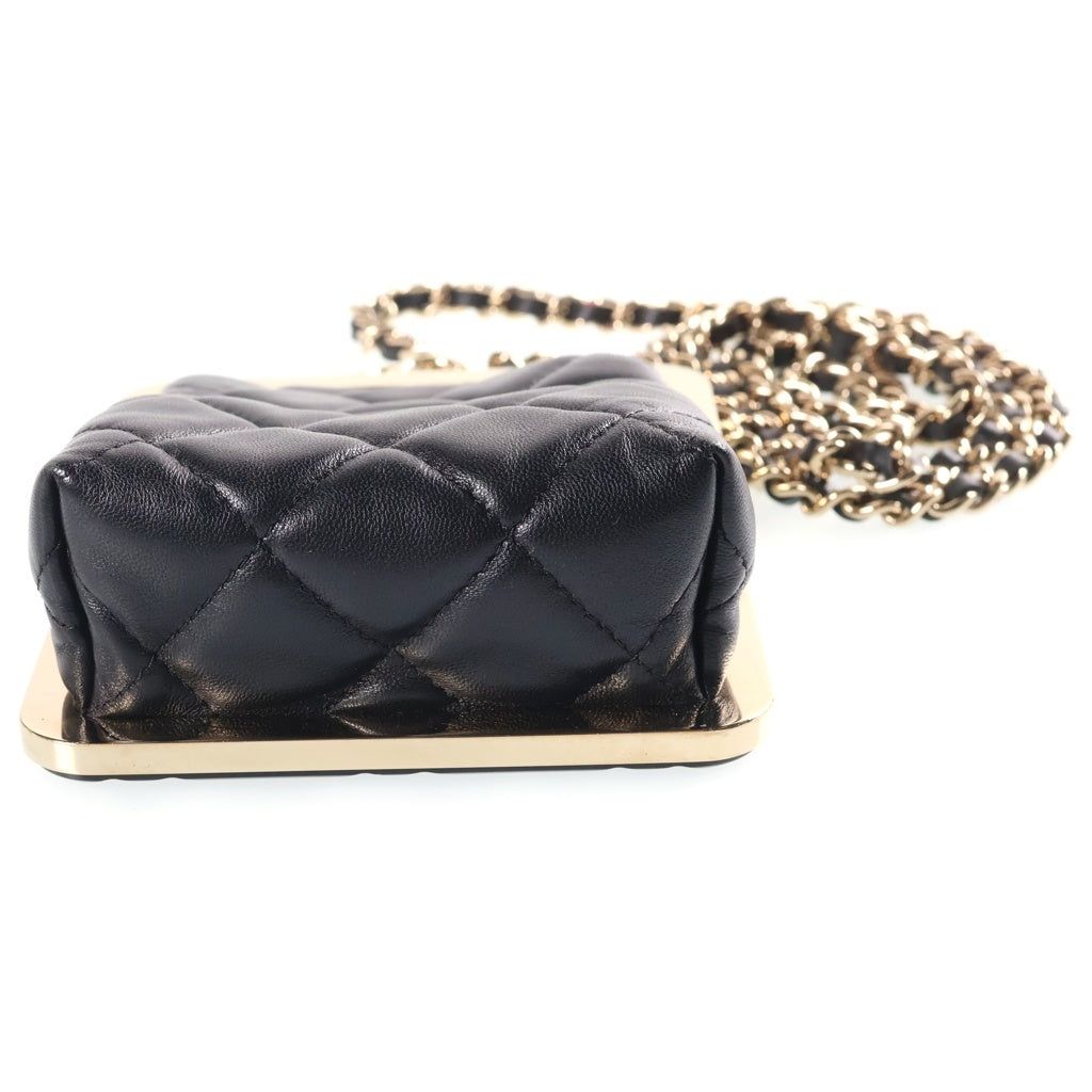 CHANEL(シャネル) マトラッセ ミニクラッチ 黒 プラスチック×ラムスキン GD金具 AP2496 レディース