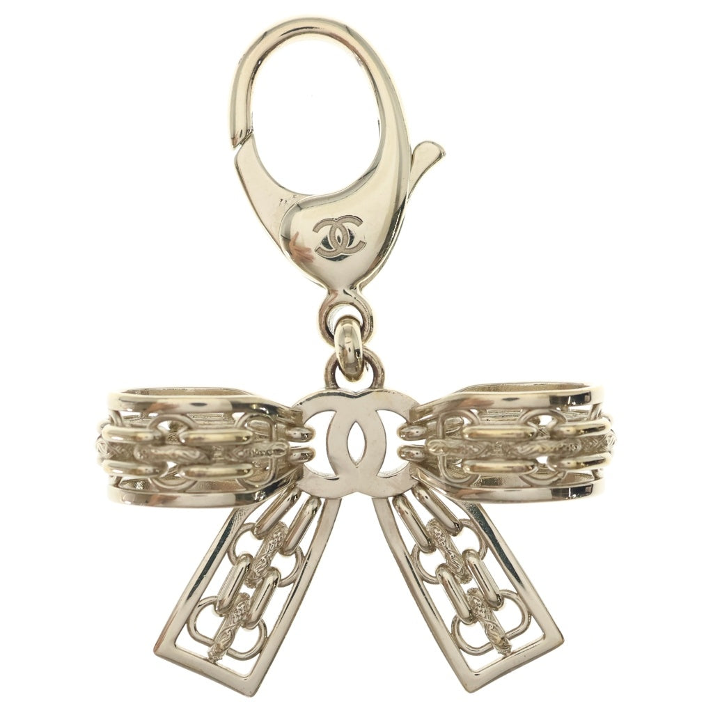 CHANEL(シャネル) ココマーク ラインストーン リボンモチーフ バッグチャーム キーリング キーチャーム ゴールド