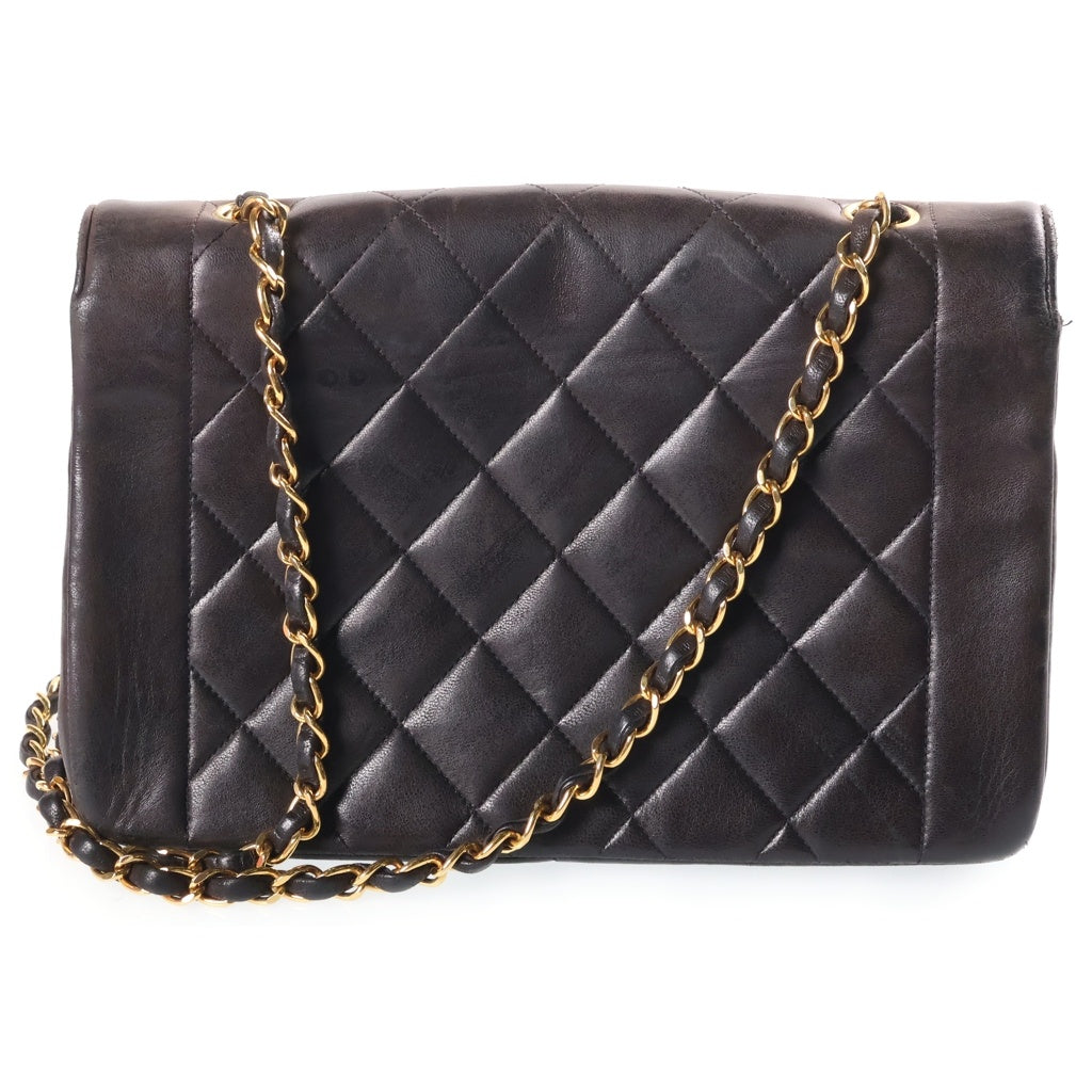 CHANEL(シャネル) ダイアナ25 SフラップSチェーンショルダーバッグ 黒 ラムスキン GD金具 レディース