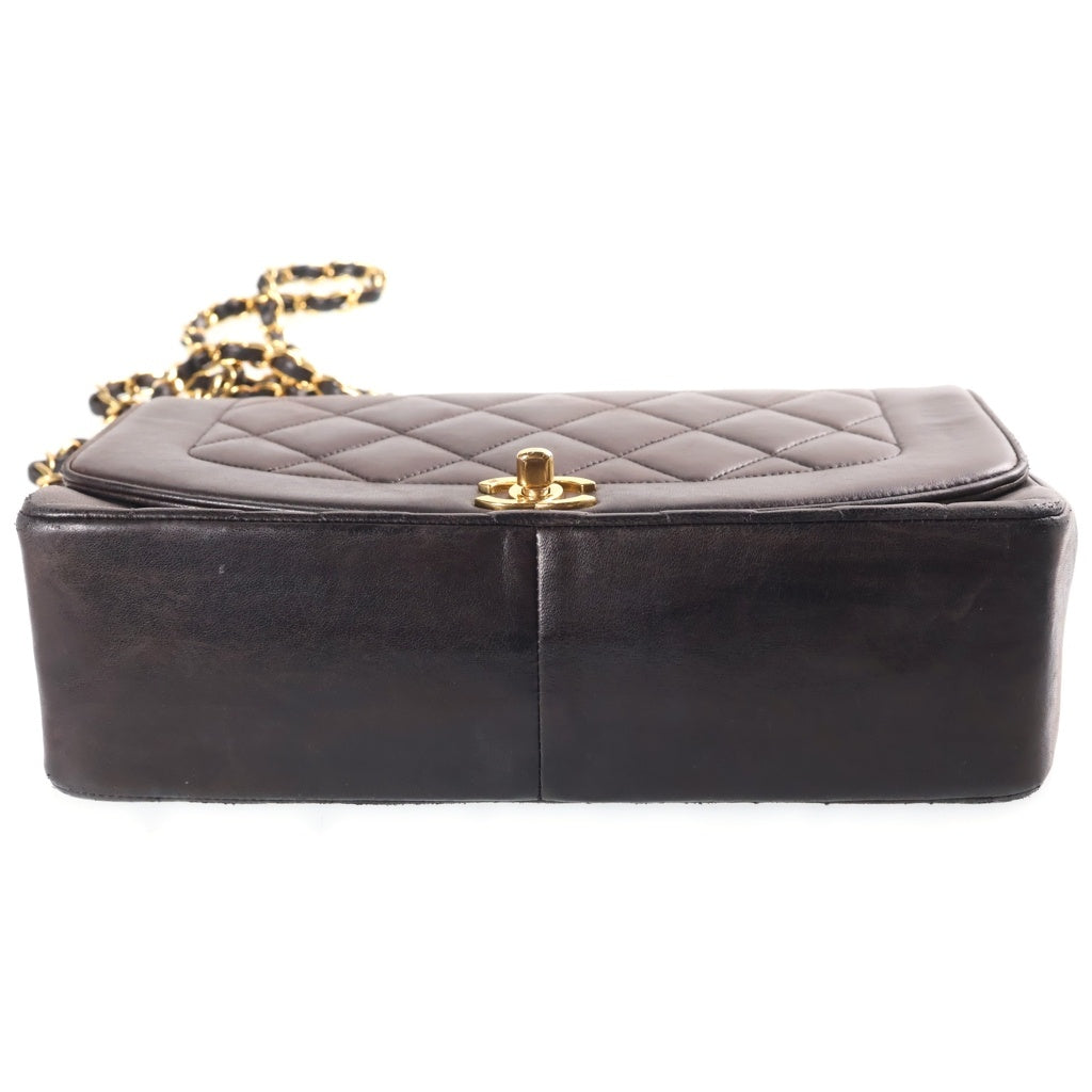 CHANEL(シャネル) ダイアナ25 SフラップSチェーンショルダーバッグ 黒 ラムスキン GD金具 レディース