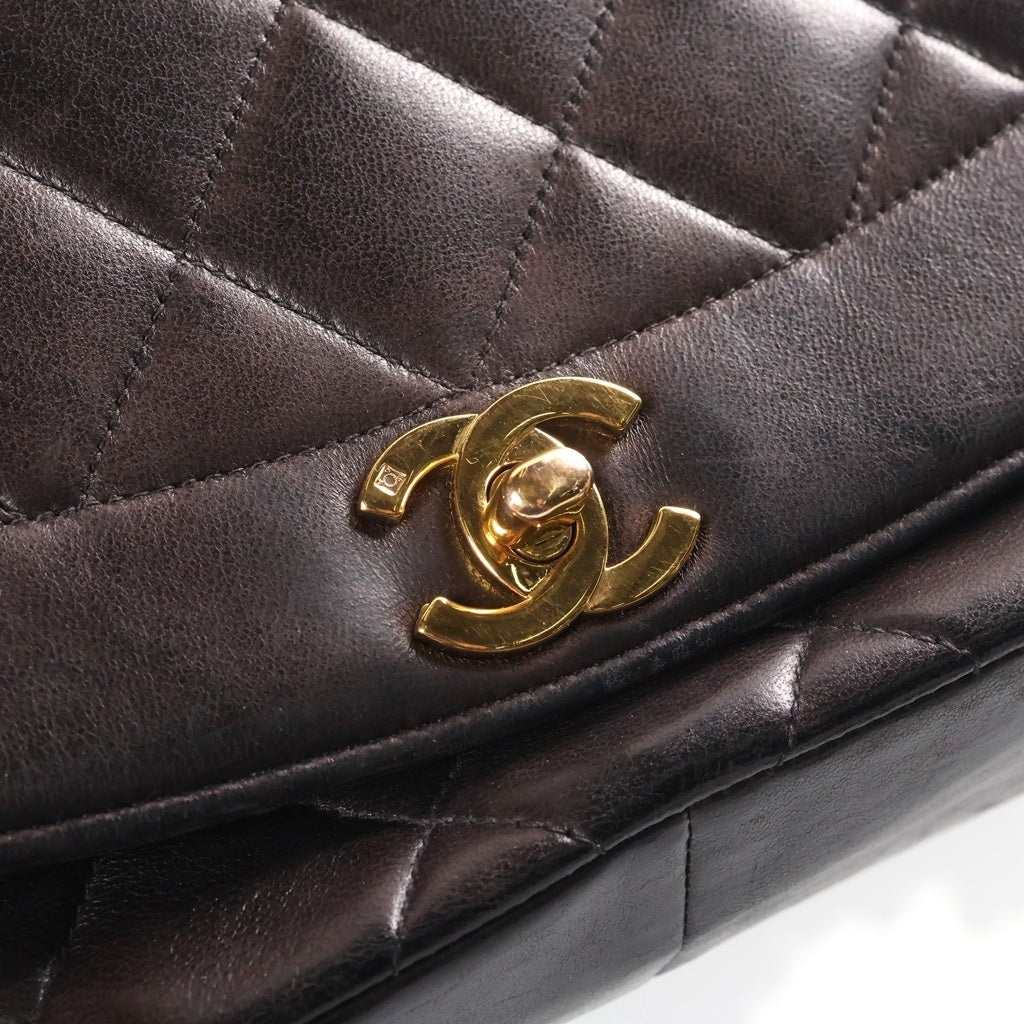 CHANEL(シャネル) ダイアナ25 SフラップSチェーンショルダーバッグ 黒 ラムスキン GD金具 レディース