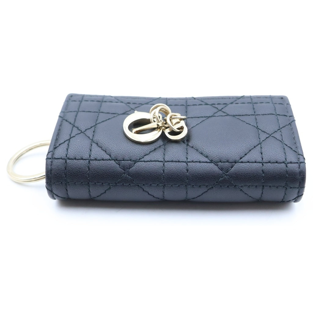 Christian Dior(クリスチャンディオール) カナージュ レディディオール キーケース 4連 ブラック カーフ ゴールド金具 S6023ONMJ M900 レディース