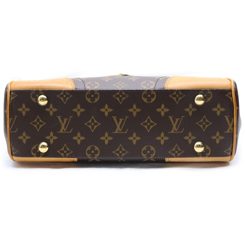 LOUIS VUITTON(ルイヴィトン) モノグラム ビバリーMM ワンショルダーバッグ ブラウン レザー×PVC M40121 ゴールド金具 レディース