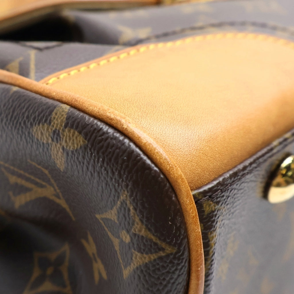 LOUIS VUITTON(ルイヴィトン) モノグラム ビバリーMM ワンショルダーバッグ ブラウン レザー×PVC M40121 ゴールド金具 レディース