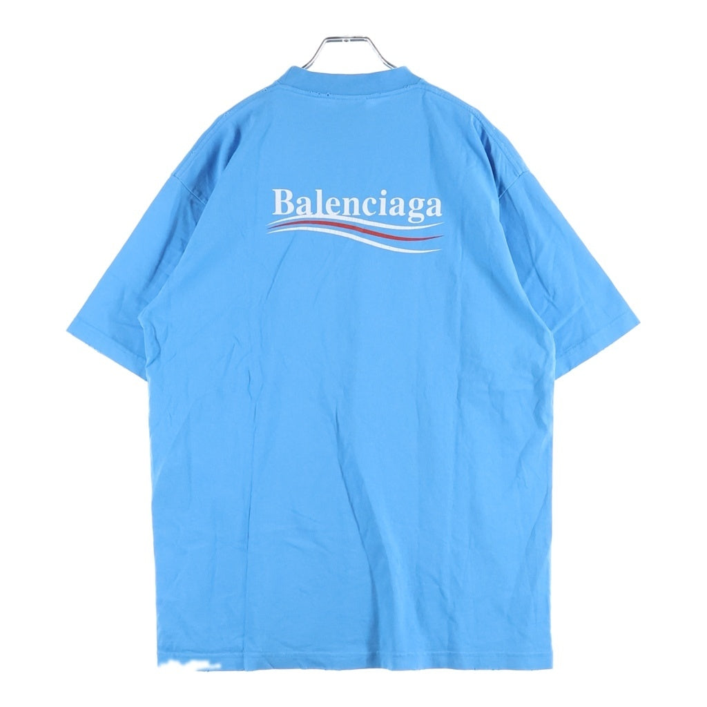 BALENCIAGA(バレンシアガ) 22AW Political Campaign Logo T-Shirt キャンペーンロゴ クルーネック半袖Tシャツ ブルー 641675