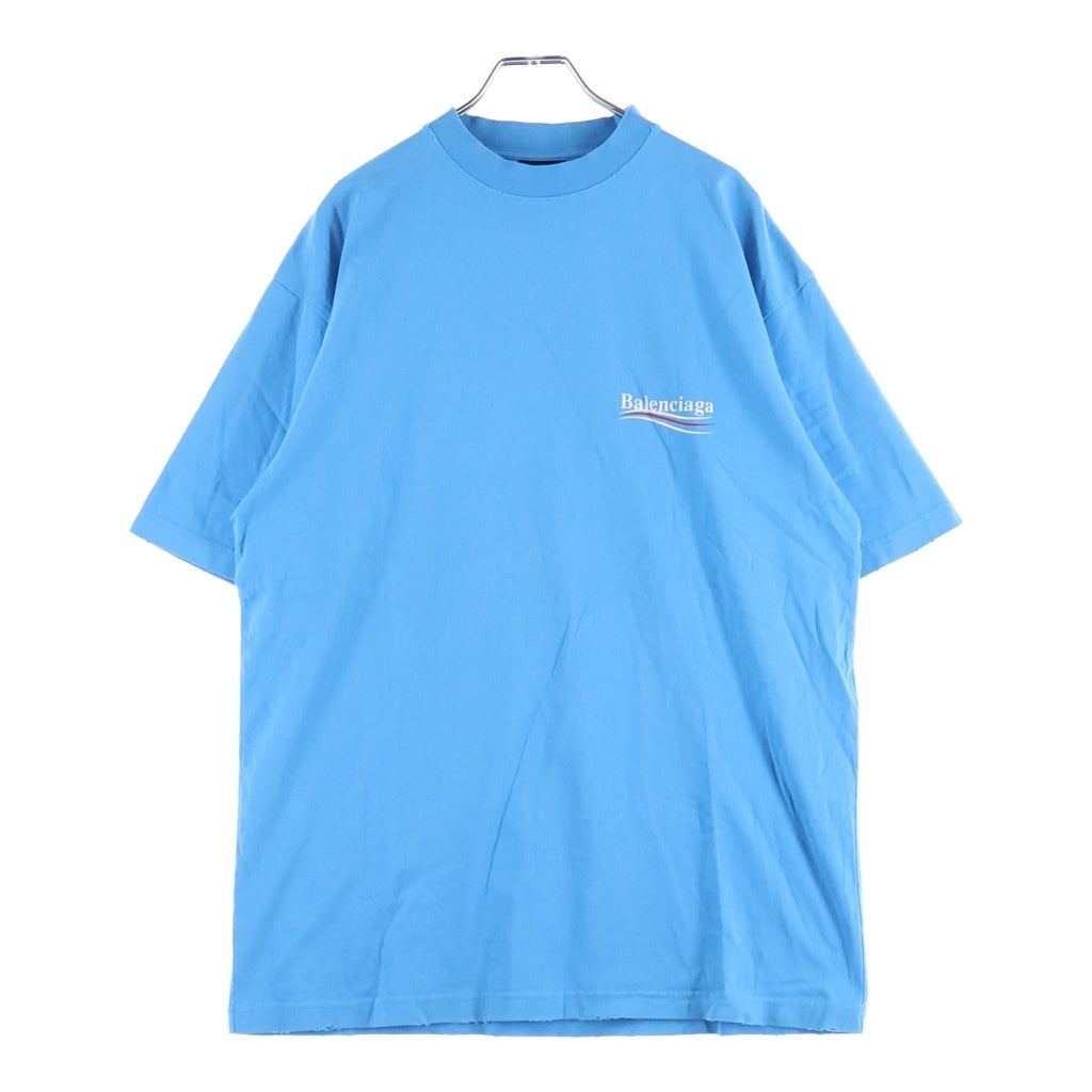 BALENCIAGA(バレンシアガ) 22AW Political Campaign Logo T-Shirt キャンペーンロゴ クルーネック半袖Tシャツ ブルー 641675
