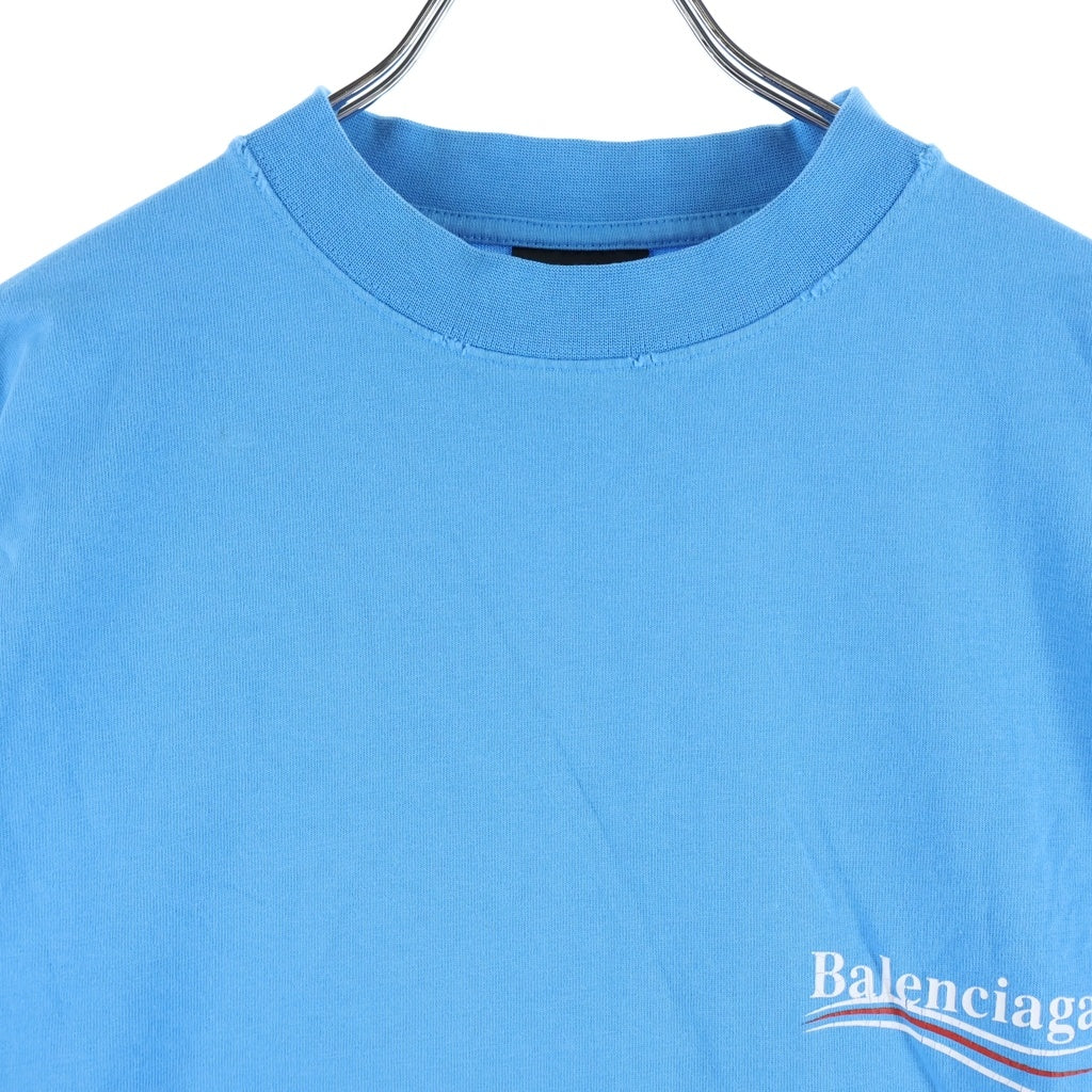 BALENCIAGA(バレンシアガ) 22AW Political Campaign Logo T-Shirt キャンペーンロゴ クルーネック半袖Tシャツ ブルー 641675