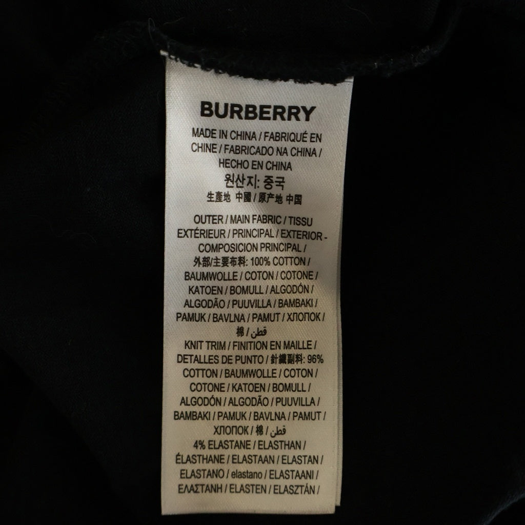 BURBERRY(バーバリー) ロゴワッペン刺繍 クルーネック半袖Tシャツ カットソー ブラック #L 8052965 レディース