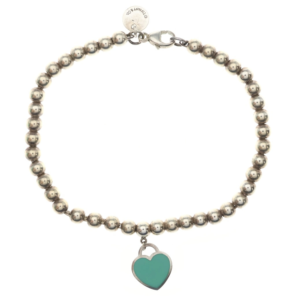 TIFFANY & Co.(ティファニー) リターントゥ ハートタグ ビーズ ブレスレット シルバー×ティファニーブルー Ag925 レディース