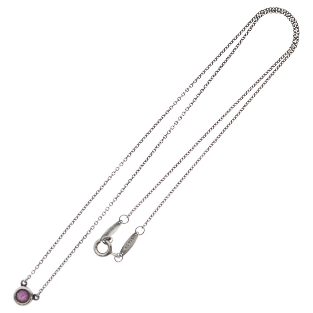 TIFFANY & Co.(ティファニー) バイザヤード ピンクサファイア ネックレス ペンダント チェーン シルバー×ピンク Ag925 レディース