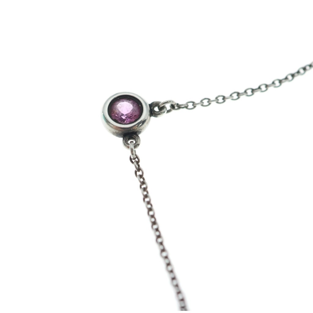 TIFFANY & Co.(ティファニー) バイザヤード ピンクサファイア ネックレス ペンダント チェーン シルバー×ピンク Ag925 レディース