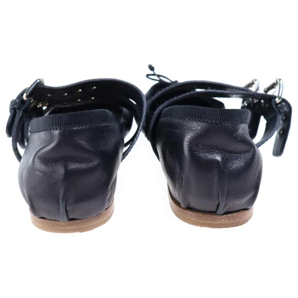 miumiu(ミュウミュウ) ■MIU MIU ナッパレザー ベルト付き バレリーナ フラット レディース