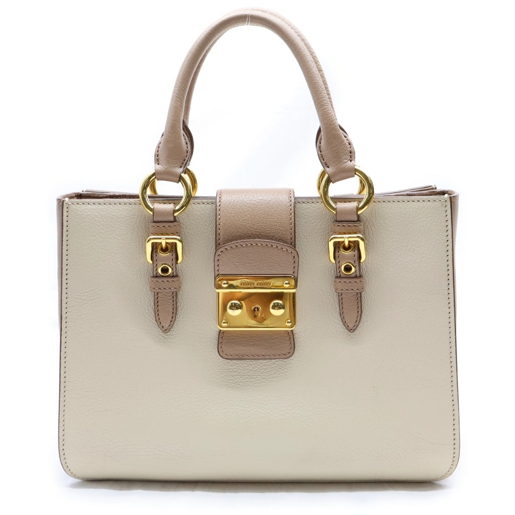miumiu(ミュウミュウ) マドラス 2WAYハンドバッグ ショルダーバッグ ローズピンク×ベージュ レザー ゴールド金具 レディース