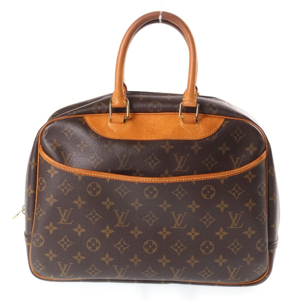 LOUIS VUITTON(ルイヴィトン) モノグラム ドーヴィル ハンドバッグ ブラウン レザー×PVC M47270 ゴールド金具 レディース