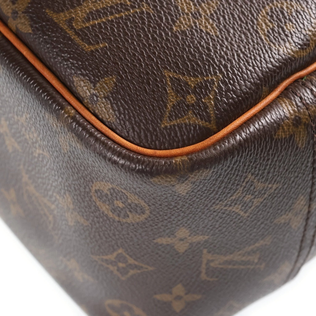 LOUIS VUITTON(ルイヴィトン) モノグラム ドーヴィル ハンドバッグ ブラウン レザー×PVC M47270 ゴールド金具 レディース
