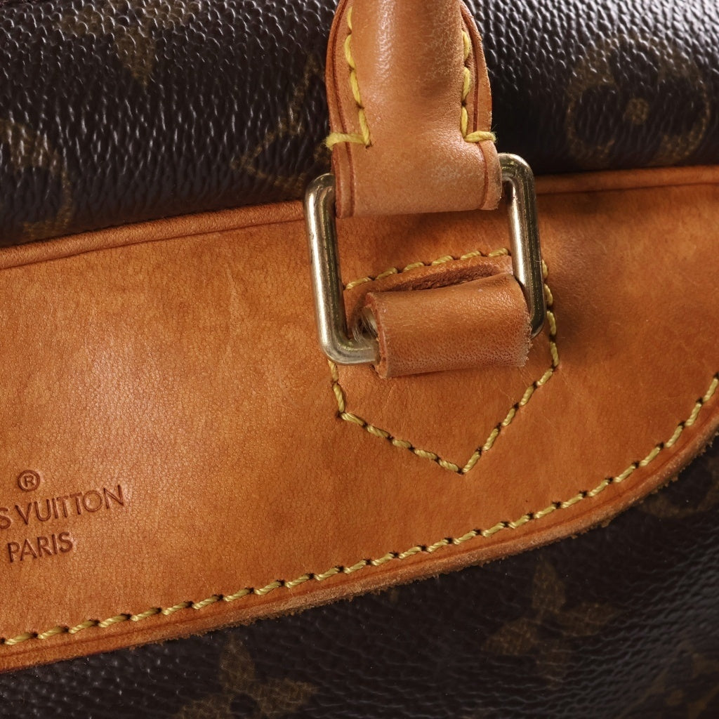 LOUIS VUITTON(ルイヴィトン) モノグラム ドーヴィル ハンドバッグ ブラウン レザー×PVC M47270 ゴールド金具 レディース