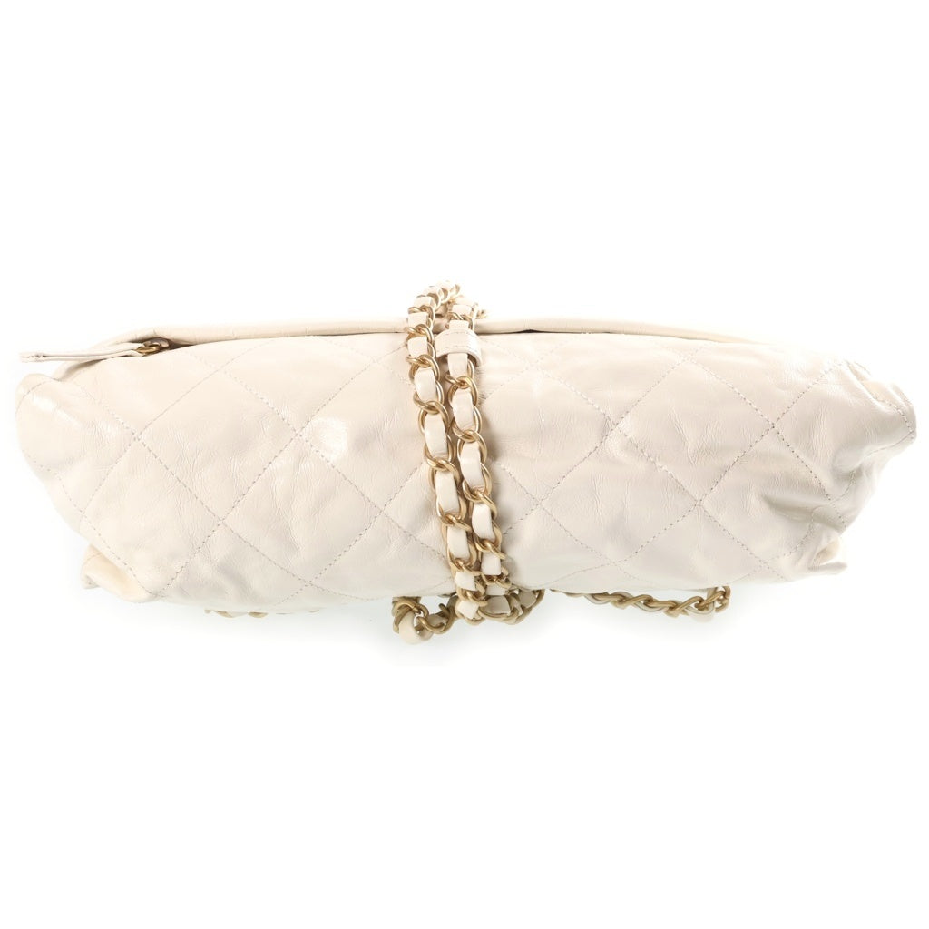 CHANEL(シャネル) 12SS ミッドナイト スイム バルション チェーンハンドバッグ クラッチバッグ ホワイト シャイニーカーフスキン 16番台 ゴールド金具 レディース