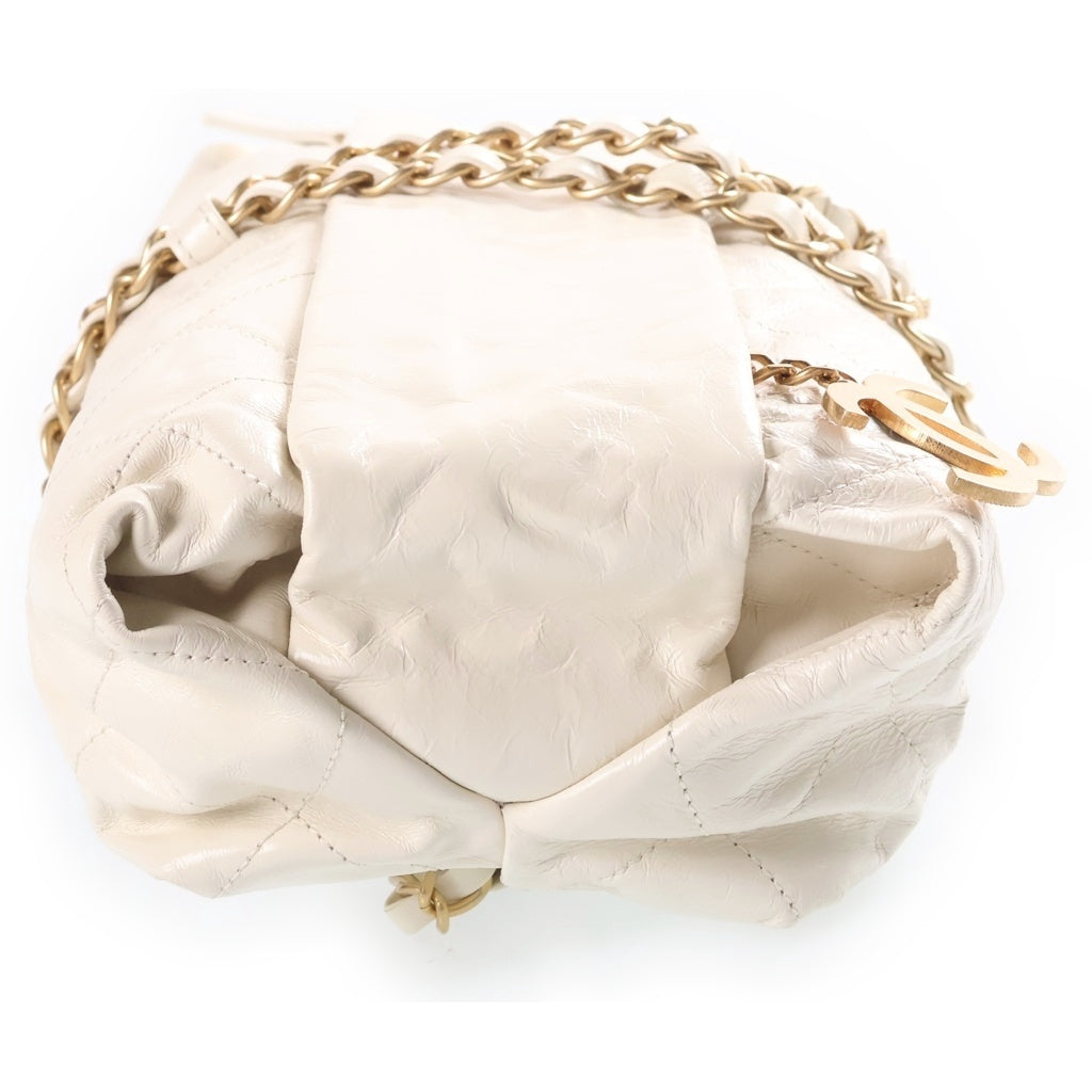 CHANEL(シャネル) 12SS ミッドナイト スイム バルション チェーンハンドバッグ クラッチバッグ ホワイト シャイニーカーフスキン 16番台 ゴールド金具 レディース