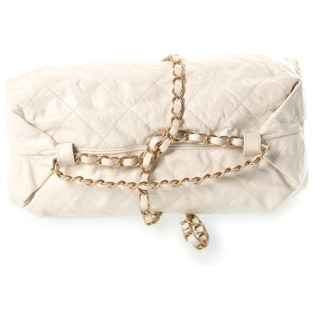 CHANEL(シャネル) 12SS ミッドナイト スイム バルション チェーンハンドバッグ クラッチバッグ ホワイト シャイニーカーフスキン 16番台 ゴールド金具 レディース