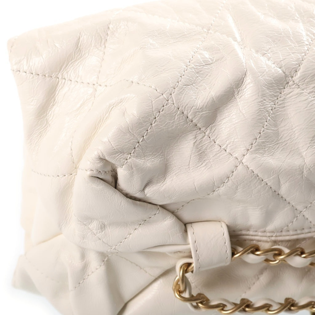 CHANEL(シャネル) 12SS ミッドナイト スイム バルション チェーンハンドバッグ クラッチバッグ ホワイト シャイニーカーフスキン 16番台 ゴールド金具 レディース