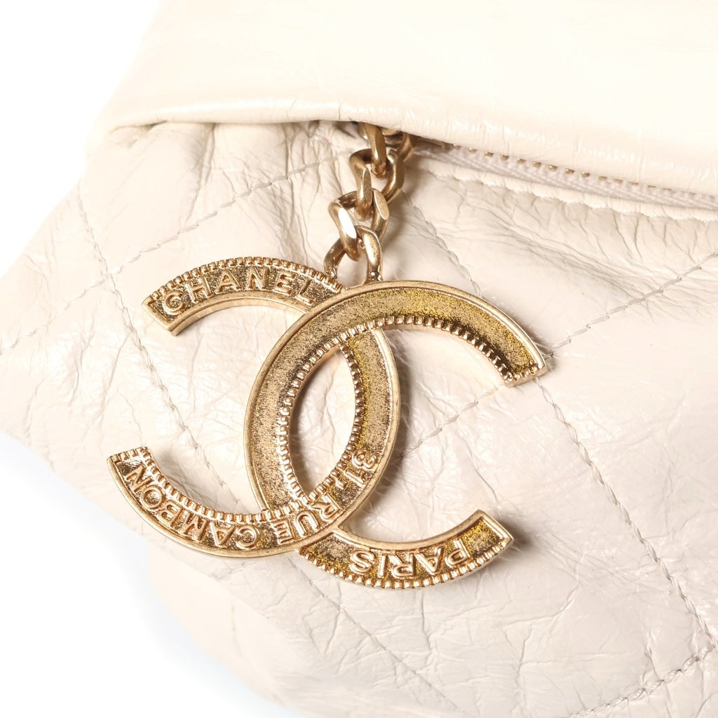 CHANEL(シャネル) 12SS ミッドナイト スイム バルション チェーンハンドバッグ クラッチバッグ ホワイト シャイニーカーフスキン 16番台 ゴールド金具 レディース